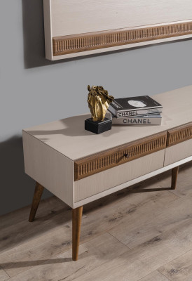 Suite Wall unit TV stand TV cabinet Lowboard Sideboard TV frame Wood