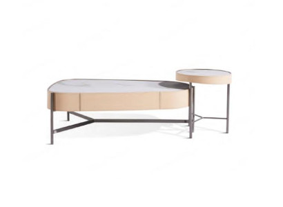 Living room Set 2x Coffee table Coffee table beige Modern Luxury stainless steel