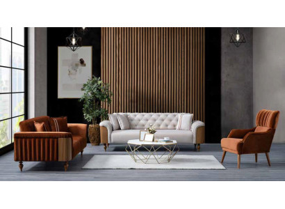 Set Sofas Chairs 3+2+1 Seat Fabric Furniture Comfort ables Set in brown Color new