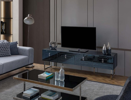 Gray lowboard exclusive s TV cabinet board living room glass wardrobe 4 doors