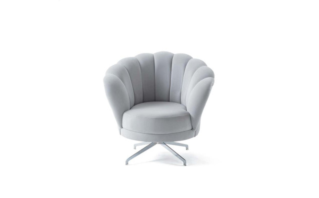 Designer Gray Armchair Living room Elegant single-seater luxury stainless steel feet