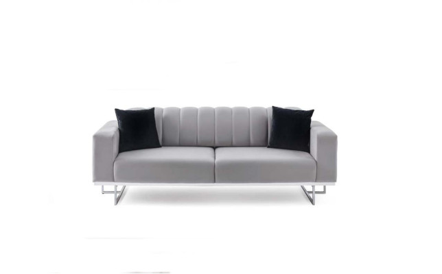 Light Gray Upholstery Three Seater Luxury Sofas Living room Stylish Couches
