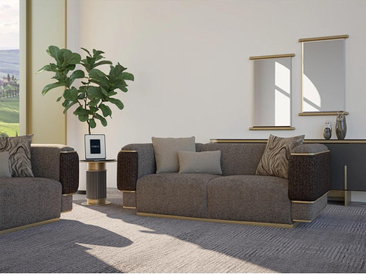 Living room Sofa Two-seater Luxury Furnishings Upholstery Textile Design Upholstered furniture