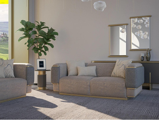Design Modern Gray Two-seater Sofa Couch Living room Furnishings new