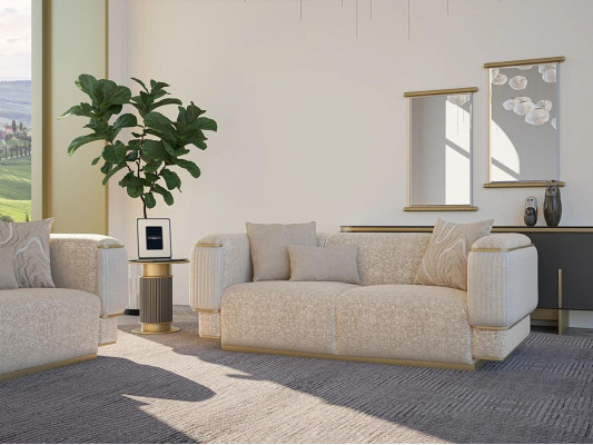 Luxury Living room Furniture Sofa Couch Two-seater Beige Sofas Upholstered furniture