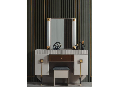 Modern Bedroom Wood Furniture Dressing table Stool Mirror Suite