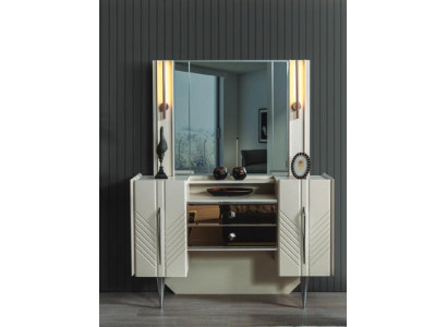 Bedroom Set Luxury White Dressing table Mirror Designer 2-piece set