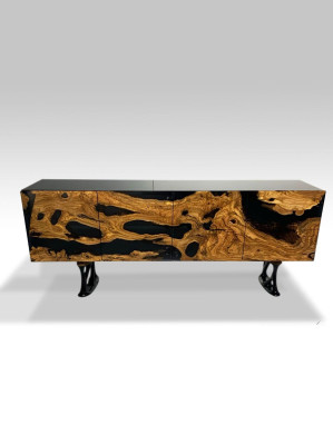 TV stand sideboard TV cabinet lowboard living room epoxy resin wood brown