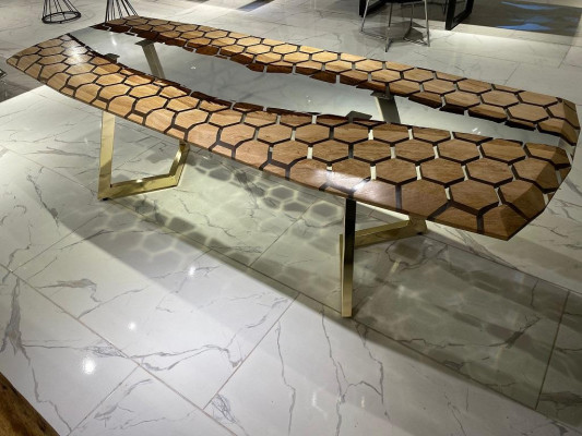 XXL Dining room table Dining table Epoxy resin kitchen table Big Wood Brown