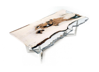 Dining table Epoxy resin kitchen table Dining room table Table 220 cm Wood White