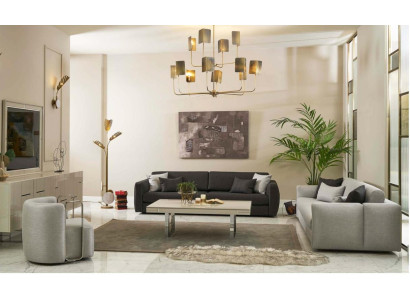 Couch set Complete e Sofa fabric sofa upholstered sofas gray set 3 pieces new