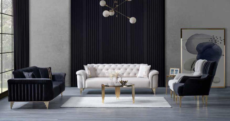 Modern sofa set three-seater two-seater armchair fabric furniture living room