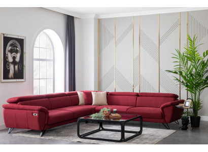 Red L-shape Corner sofa Luxury Living landscape Upholstered furniture Living room Couch