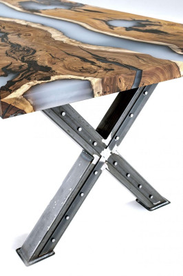 Kitchen table Dining table Epoxy resin Dining room table Table 160 cm Wood Brown