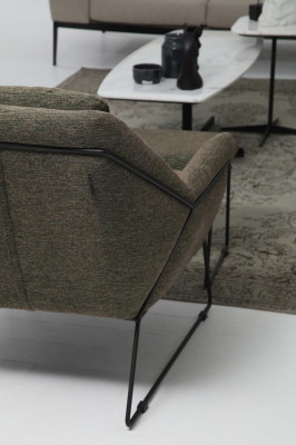 Modern Green Sofa set Two-seater Armchair Fabric furniture Gray Luxury Set