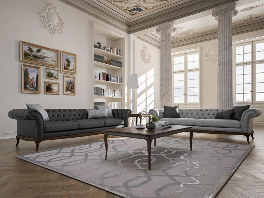 Modern Living room Set 4pcs Gray Sofa Couch Designer Wood Coffee table new