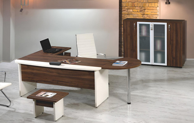 Suite Office furniture Set 3-piece corner office table Complete Office Wood Brown Table
