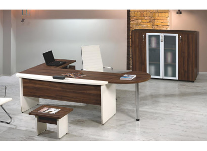 Suite Office furniture Set 3-piece corner office table Complete Office Wood Brown Table
