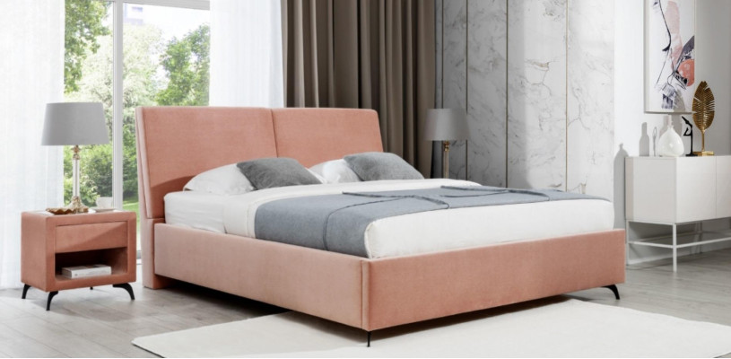 Bedroom Set Pink Bed Wood 2x Bedside tables Elegant Modern Luxury new 3-piece.