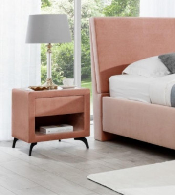 Bedroom Set Pink Bed Wood 2x Bedside tables Elegant Modern Luxury new 3-piece.