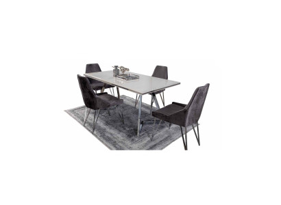 Complete Set Dining table 4x Chairs Dining room Set Ess Group Metal Table new