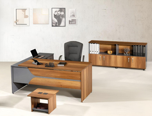 Suite Office Corner Office table Study room furniture Wardrobe 3-piece Wood Brown
