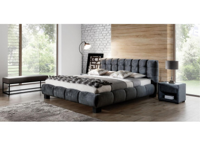 Bedroom Set Blue Bed Wood 2x Bedside tables Elegant Style Modern new 3-piece.