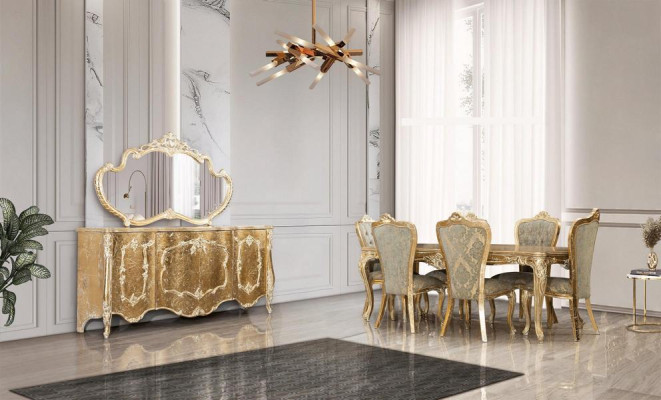Sideboard Mirror Luxury Group Chest of drawers Suite Chests of drawers Wardrobe Sideboards Gold