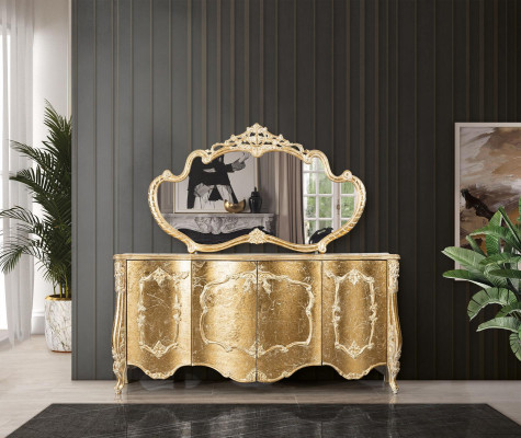 Sideboard Mirror Luxury Group Chest of drawers Suite Chests of drawers Wardrobe Sideboards Gold