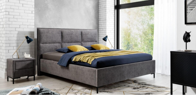 Bedroom Set Gray Bed Elegant 2x Bedside tables Complete Set Beautiful 3-piece.