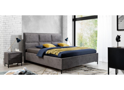 Bedroom Set Gray Bed Elegant 2x Bedside tables Complete Set Beautiful 3-piece.