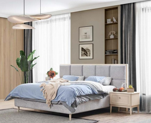 Design Bedroom Set Bed + 2x Bedside tables Luxury double bed