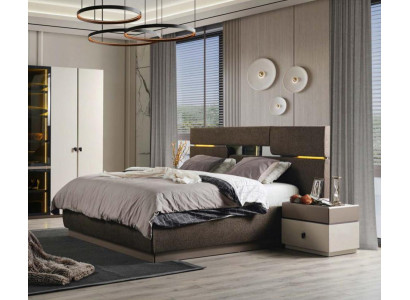 Bedroom Set Luxury Bed brown Color and 2x Bedside tables 3 Piece new