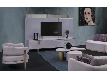 Sideboard TV cabinet Lowboard TV stand Pink Wood Modern Living room Wardrobe