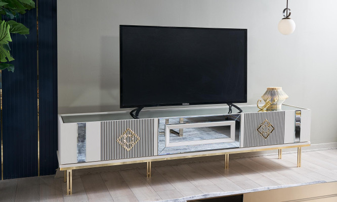 Sideboard TV cabinet Lowboard TV stand Wood White Living room Table Wardrobe