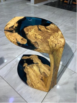 Side table Coffee table Coffee table Epoxy resin Brown Living room Design