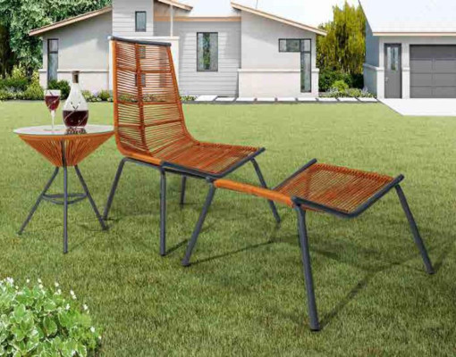 Modern Set for your Garden Consists of Armchair Stool and Side table