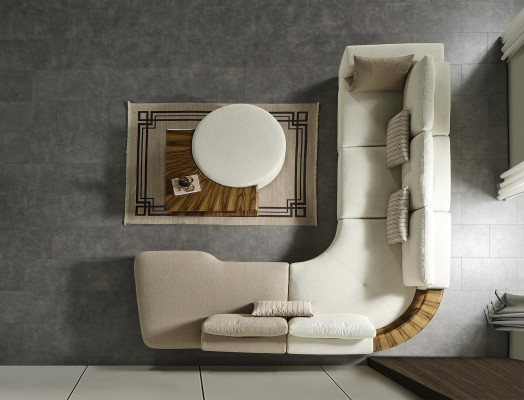 Coffee table Table Side table Living room Modern White Round Fabric Wood