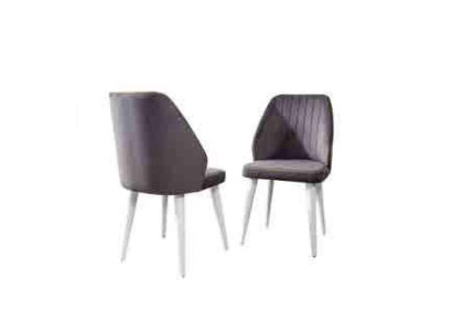 Gray Modern Dining Room Chair Single Seater Wooden Feet Luxury Furniture Chairs