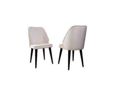 White upholstered chair luxury dining room single seater wooden feet designer furniture