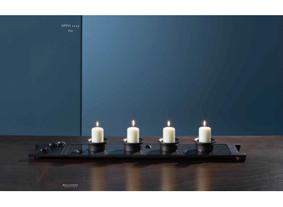 Tray for candles measured brass black patina finish refined by hand
