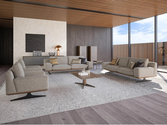 Living room set 6 pieces 2x sofa three-seater modern 2x armchair sofa set coffee table