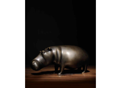 Brass Hippo Hippopotamus Statue Home Decor Color Gold Figurine new Living room