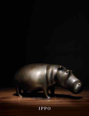 Brass Hippo Hippopotamus Statue Home Decor Color Gold Figurine new Living room