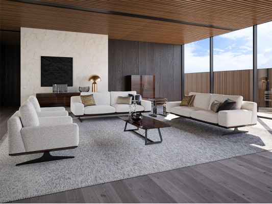 Living room Complete 6tlg Modern 2xSessel Coffee table Sofa Two-seater Upholstered furniture
