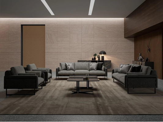 Luxury gray sofa complete 2x three-seater sofa 2x armchair living room 2x coffee table