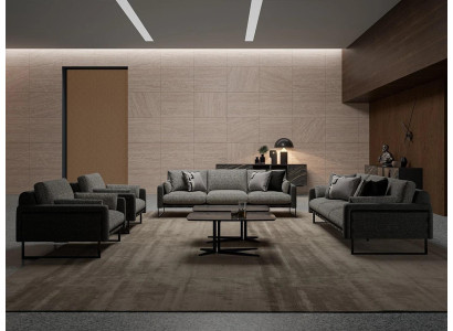 Luxury gray sofa complete 2x three-seater sofa 2x armchair living room 2x coffee table