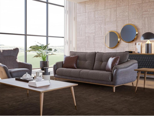 Sofa set 3-piece Armchair Modern 2x Sofa Couch three-seater Upholstered furniture Living room