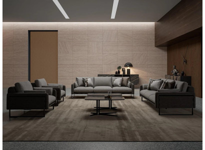 Luxury sofa set 2x three-seater sofa living room 2x armchair wood 2x coffee table