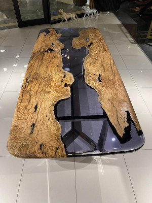 Dining table Epoxy resin kitchen table Dining room table Table 240 cm Wood Brown
